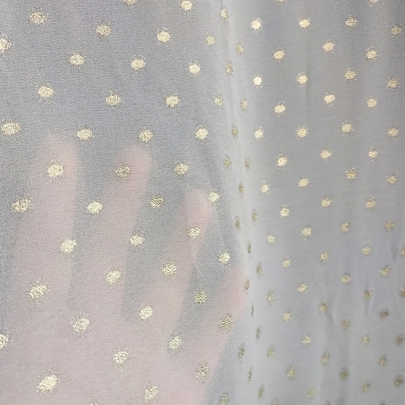 Mossimo Top Shirt Women's Sheer Cream White Gold Dots Print Button Up Sz… - Picture 7 of 9
